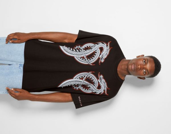 Black Men's Bershka House Of Dragons Oversize Boxy-fit T Shirts | jO7dgEtrEiT