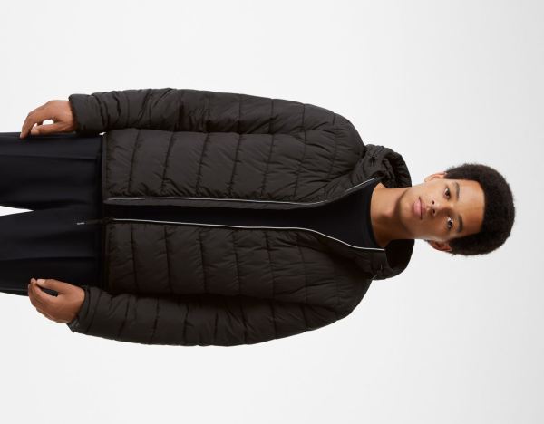 Black Men's Bershka Lightweight Puffer Jackets | 5CBaWtZkXlt