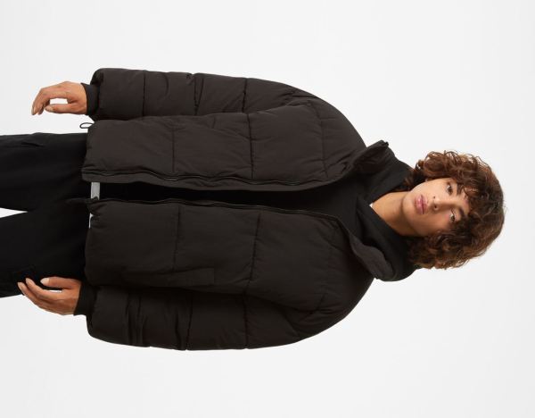 Black Men's Bershka Oversize Puffer Down Jackets | gdg5MxjIIXw