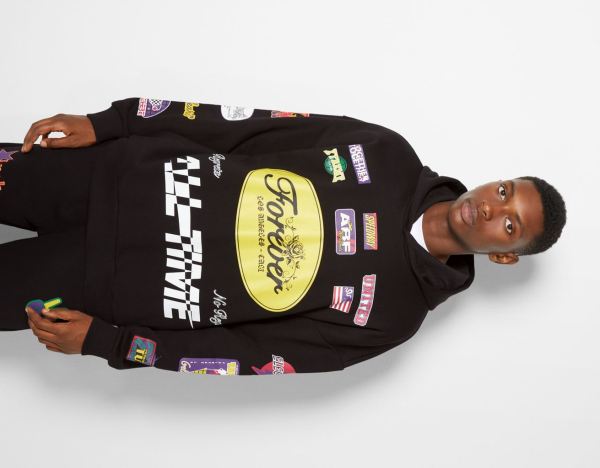 Black Men's Bershka Oversize With Racing Logo Sweatshirts | Beii5dCFetK