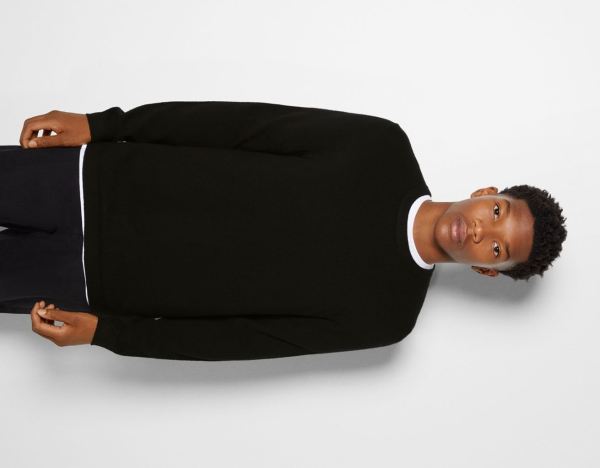 Black Men's Bershka Textured Sweater Sweaters | EXvDVyUF6n7