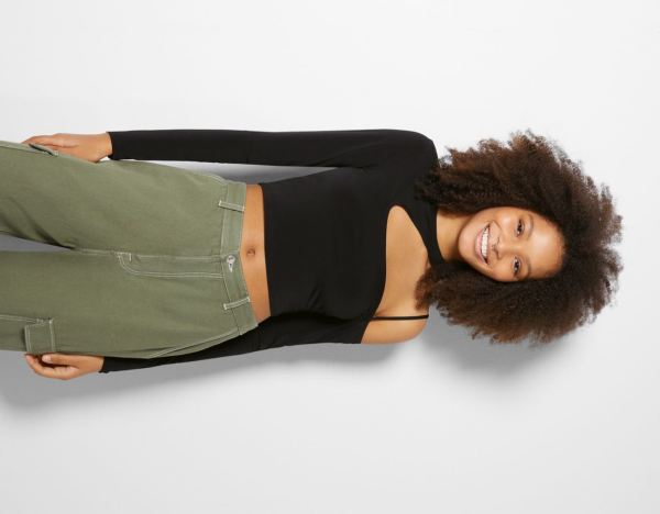 Black Women's Bershka Long Sleeve Asymmetric Top T Shirts | seidc0PMDuO