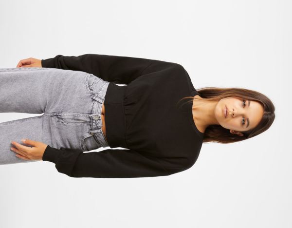 Black Women's Bershka Ribbed Corset Sweatshirts | tJcTSP3TWvZ