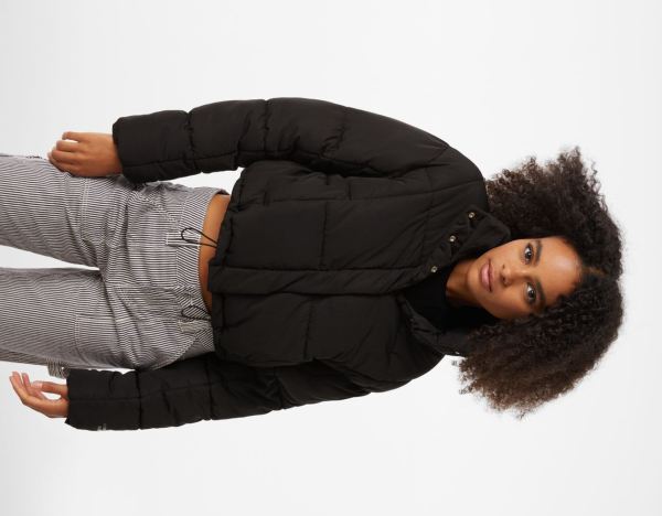 Black Women's Bershka Short Puffer Jackets | 1ctxMxvvEYc