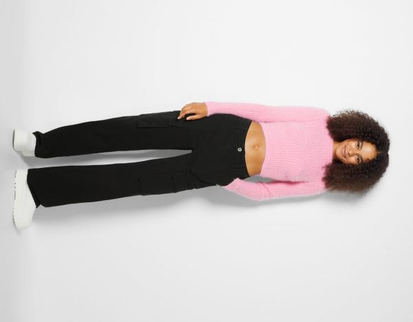 Black Women's Bershka Straight Fit Cargo Jeans | gqIUxzpOmgC