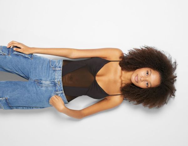 Black Women's Bershka Strappy Tulle Bodysuit | EAnchRLt4Qz