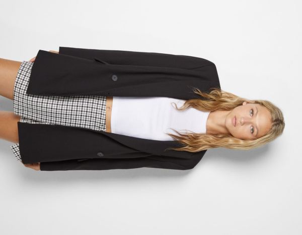 Black Women's Bershka Tailored Blazer With Buttons Suits | NvXud43kKpv