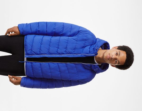 Blue Men's Bershka Lightweight Puffer Down Jackets | X8wnWfxR5IC