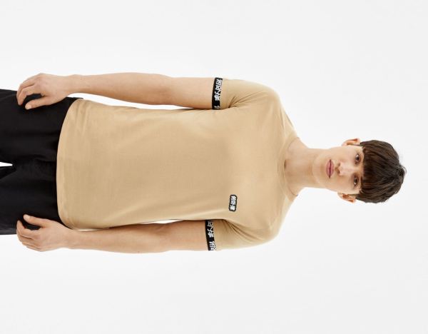 Brown Men's Bershka Braided T Shirts | nHrVkuOwKXv