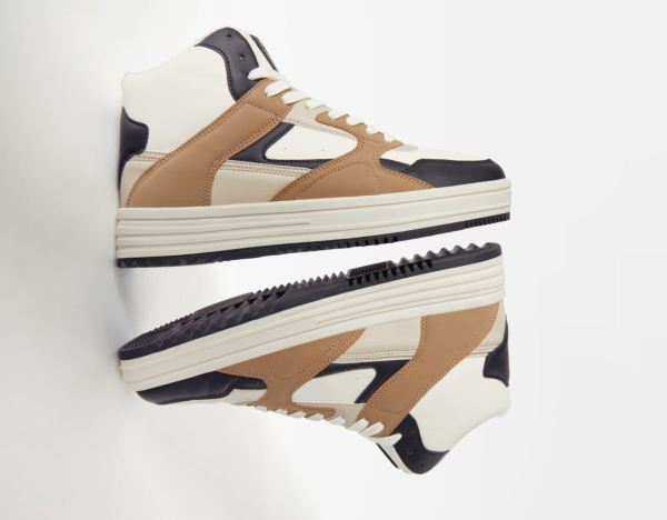 Brown Men's Bershka High-top Trainers | EUPLASwGitc