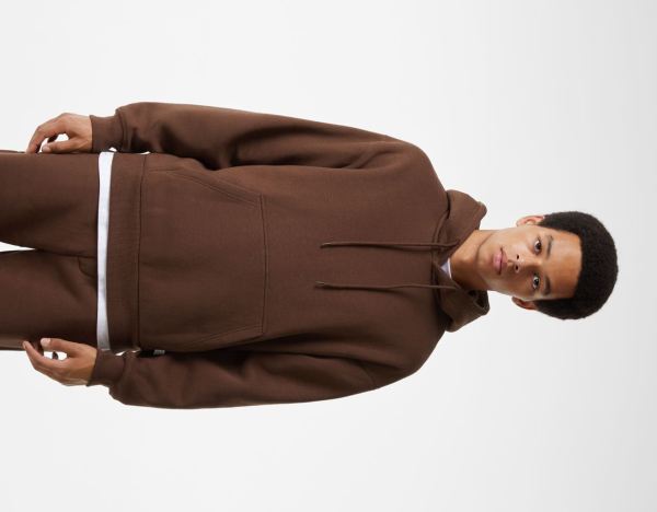 Brown Men's Bershka Oversize Hoodie Tracksuits | eIHiOpQD7Fe