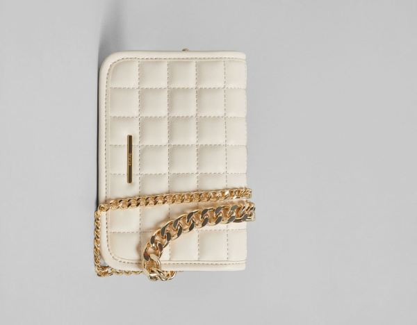 Cream Women's Bershka Quilted Hand With Chain Strap Bags | 8R9ktICWxq4