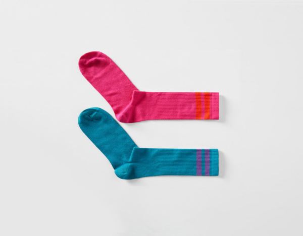 Fuchsia Men's Bershka Pack Of 2 Pairs Of Color Block Socks | QTlibN8dsh9