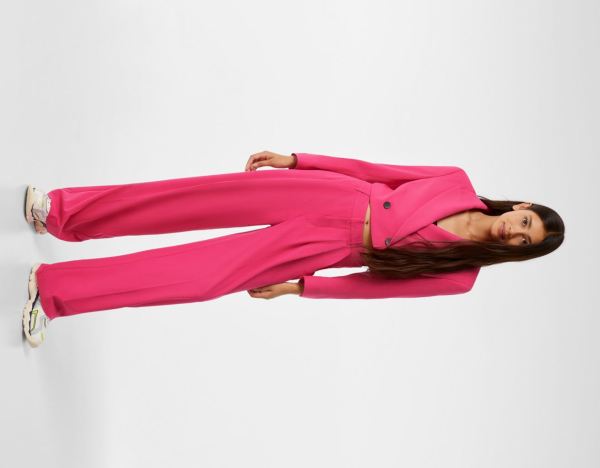 Fuchsia Women's Bershka Blazer And Pants Set Suits | WKv9j4EOoYl