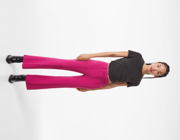 Fuchsia Women's Bershka Tailored Kick Flare Pants | 5Fas5NTtQq1