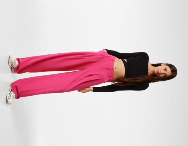 Fuchsia Women's Bershka Tailored Pants Suits | REWEXMZUTV5