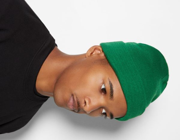 Green Men's Bershka Basic Beanie Caps | tt0Gy2mnY5v