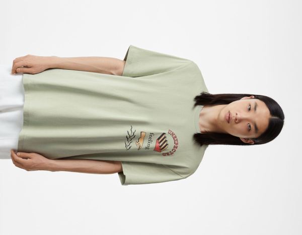 Green Men's Bershka Casual Print Short Sleeve T Shirts | YYHIkC6FqWn