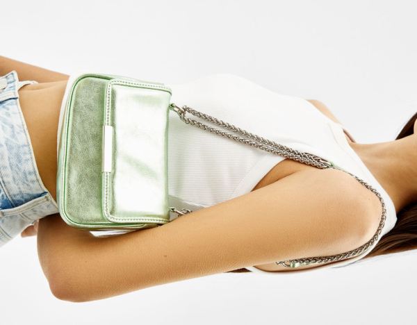 Green Women's Bershka Metallic Mini Bags | bK4PjEiTh0G