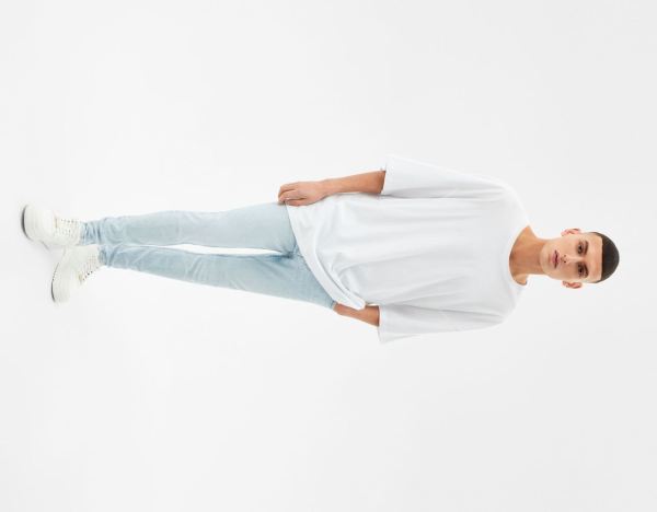 Light Blue Men's Bershka Super Skinny Jeans | iGRTMY8OQ7v