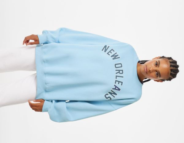 Light Blue Women's Bershka Oversize Printed Sweatshirts | Np9gt6DqJ6c