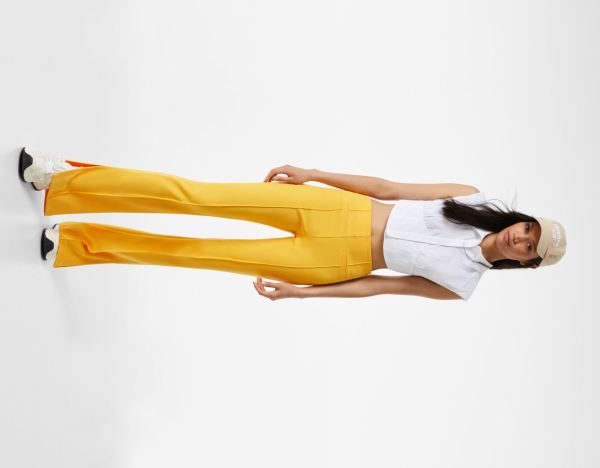 Mustard Women's Bershka Flared Pants | Xn9Luh4ZHYA