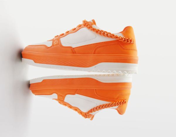 Orange Men's Bershka Contrasting Chain Trainers | 6OREyMPyzr7