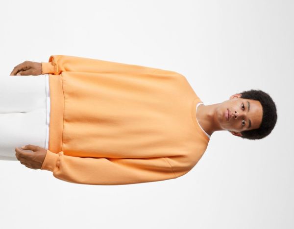 Orange Men's Bershka Oversize Crew Neck Sweatshirts | 7DHuazFoQ4y