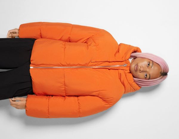 Orange Women's Bershka Oversize Hooded Puffer Jackets | HZEEnhRsUkP