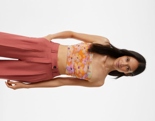 Orange Women's Bershka Tulle Bandeau Tops | 2UMvuIl1y1A