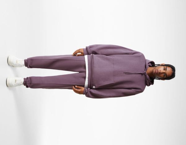 Purple Men's Bershka Plush Sweat Pants | BDpvmI3nbQw