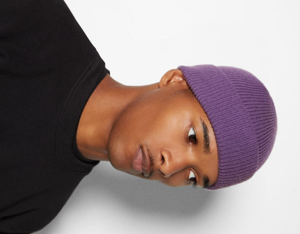 Purple Men's Bershka Short Beanie Caps | F76TWaN63wZ