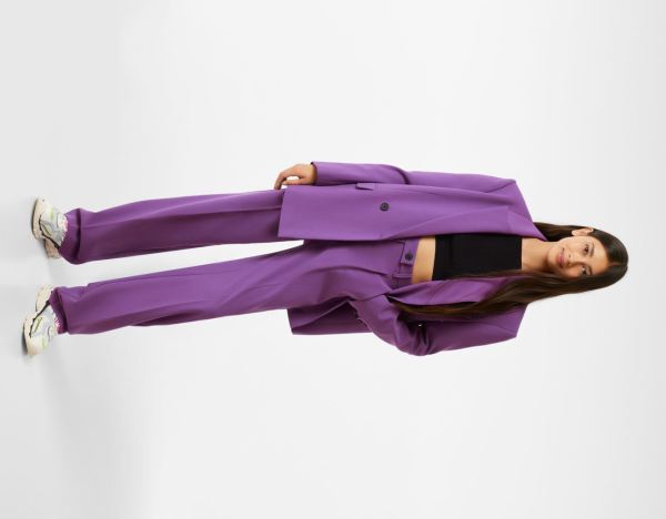 Purple Women's Bershka Blazer And Pants Set Suits | yNKcwFn7LHw