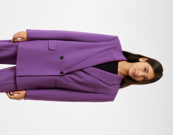 Purple Women's Bershka Tailored Blazer With Buttons Outerwear | W9DSQAs8ulg