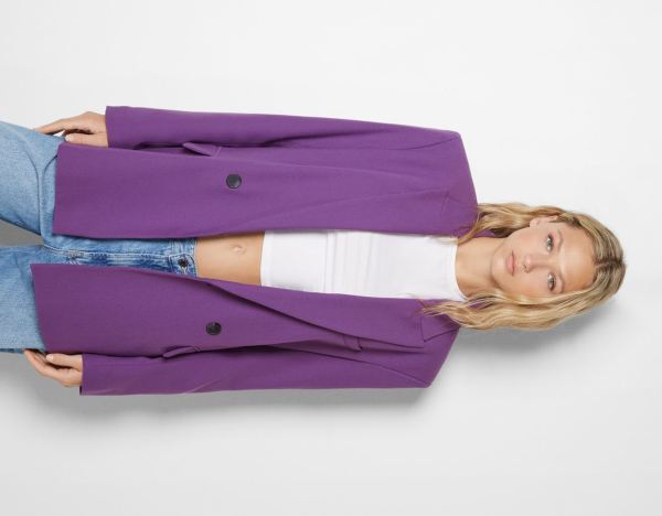 Purple Women's Bershka Tailored Blazer With Buttons Suits | qn2QbFCmFsF