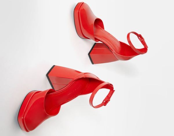 Red Women's Bershka High-heel Platform Sandals Heels | ZycMoTfecth