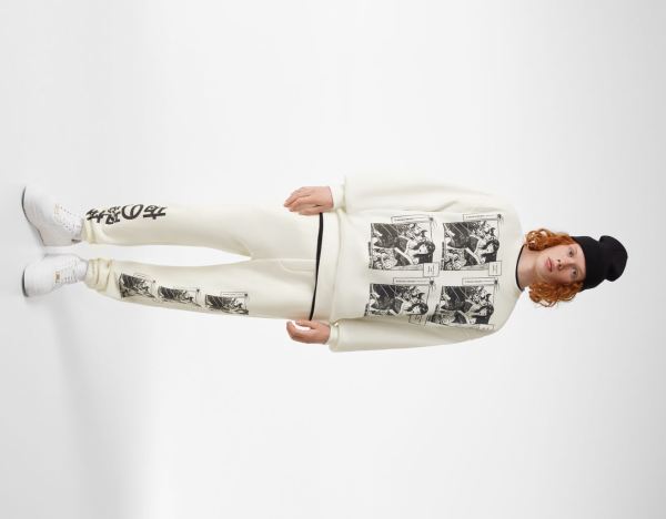 White Men's Bershka Sweatshirt And Sweatpants Set Tracksuits | TQXVLB8rsvn