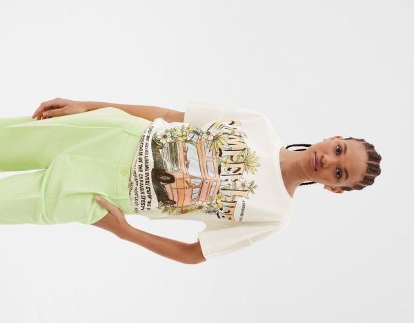 White Women's Bershka Short Sleeve With Print T Shirts | uBSGEJWVnm6