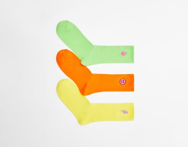 Yellow Men's Bershka Pack Of 3 Pairs Of Color Block Socks | EcwsvGPjc2N