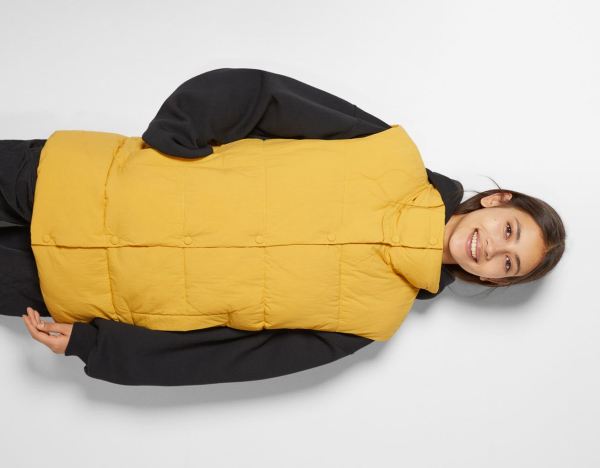 Yellow Women's Bershka Long Puffer Gilet Vest | trinA7iIM5U