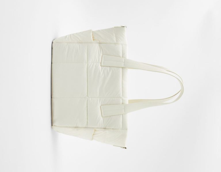 Beige Women's Bershka Basic Nylon-style Tote Bags | P7nYFOQcAFQ