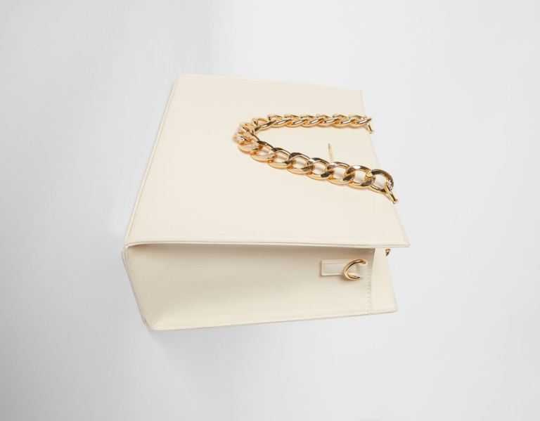 Beige Women's Bershka With Thick Chain Bags | g77L7I43LFm