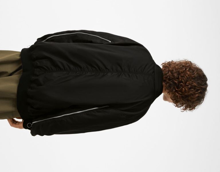 Black Men's Bershka Bomber With Zippers Jackets | nEPhNjUZLOg