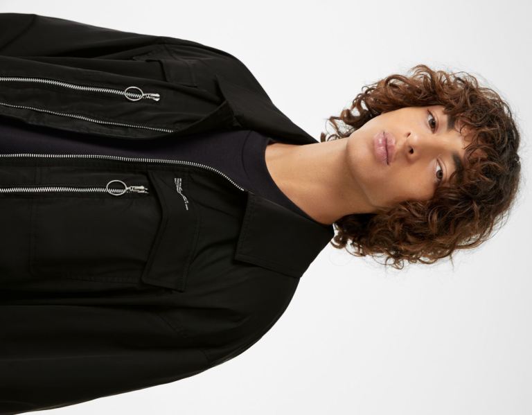 Black Men's Bershka Bomber With Zippers Jackets | nEPhNjUZLOg