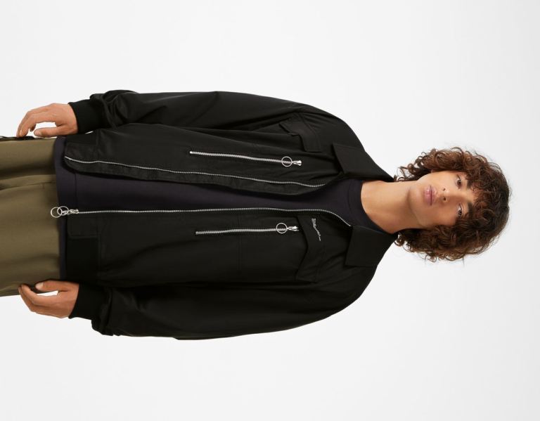 Black Men\'s Bershka Bomber With Zippers Jackets | nEPhNjUZLOg