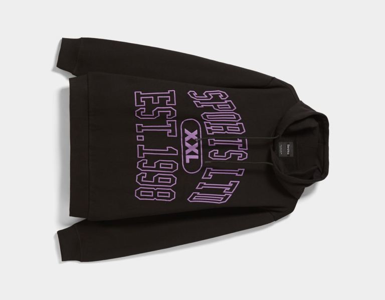 Black Men's Bershka College Print Hoodie | CiVDtAl2Cna