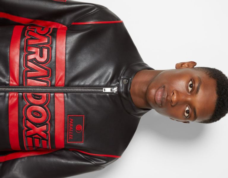 Black Men's Bershka Faux Leather Racing Biker Jackets | cWRQgsbT3WT