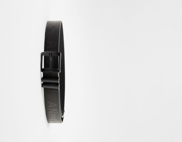 Black Men's Bershka Faux Leather With Double Loop Belts | oOm5YNXTcTK