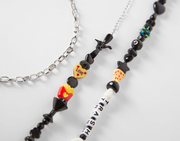 Black Men's Bershka Fun Food Necklace Jewelry | 7Dzli7YMbSj