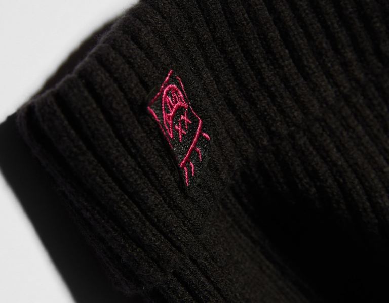 Black Men's Bershka Funny Embroidered Beanie Caps | C5TnTMm6A6B